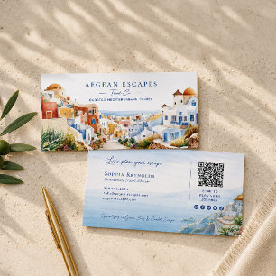 Carte De Visite Agence de voyage Santorin aquarelle