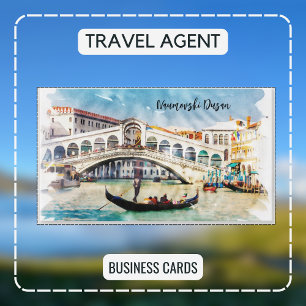 Carte De Visite Agence de Voyage Venice Italie Aquarelle
