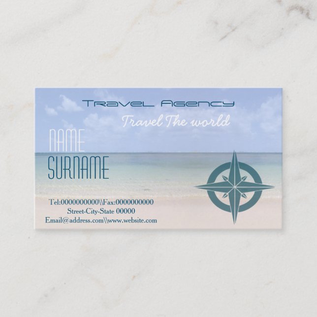 Carte De Visite Agence de voyages, locations de vacances ..... (Devant)