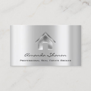 Carte De Visite Agent courtier immobilier professionnel Silver QR