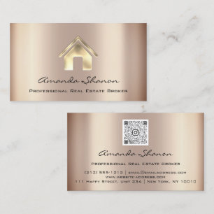 Carte De Visite Agent courtier immobilier Rose QR Code voiture d'a