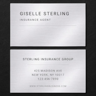 Carte De Visite Agent d'assurance Argent Métallisé Professionnel