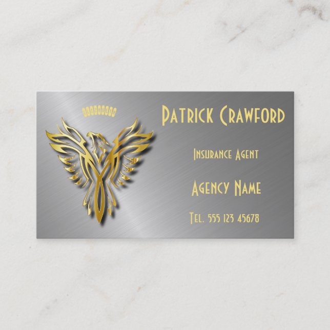 Carte De Visite Agent d'assurance ou agence d'or en hausse de (Devant)