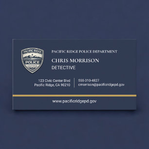 Carte De Visite Agent de police bleu marine or