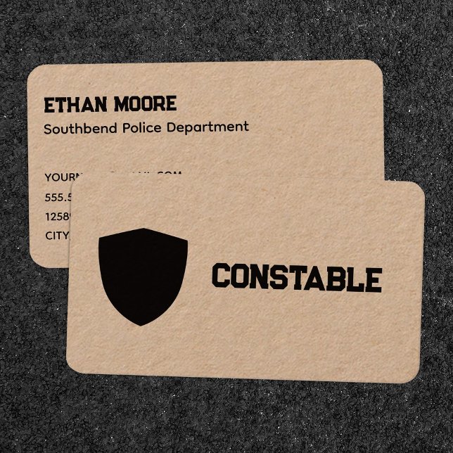 Carte De Visite Agent de police Premium Kraft (Constable Police Kraft Business Cards)