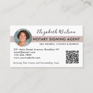 Carte De Visite Agent de prêt de signature de notaire QR photo sim