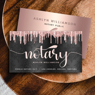 Carte De Visite Agent de prêt notaire Rose Gold Parties scintillan