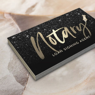 Carte De Visite Agent de prêt public Noir & Or moderne