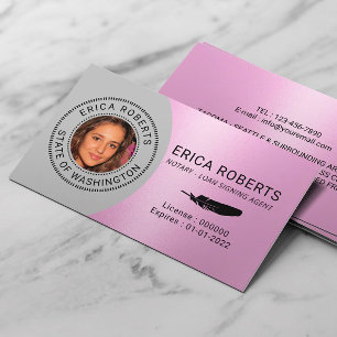 Carte De Visite Agent de signature de crédit de timbre noir Pink P