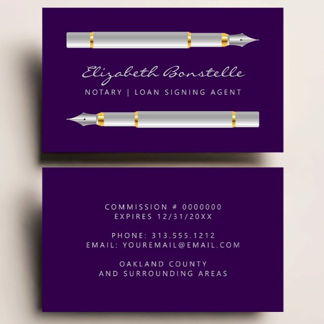 Carte De Visite Agent de signature de notaire mobile Fontaines sty (Créateur téléchargé)