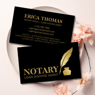 Carte De Visite Agent de signature de notaire mobile Luxury Black