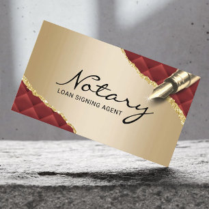 Carte De Visite Agent de signature de notaire mobile Luxury Red & 