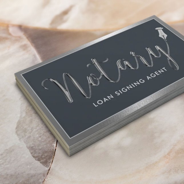 Carte De Visite Agent de signature de notaire mobile Métal moderne (Créateur téléchargé)