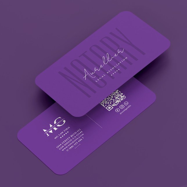 Carte De Visite Agent de signature de notaire mobile Royal Purple  (Mobile Notary Signing Agent Royal Purple Modern Business Card
)