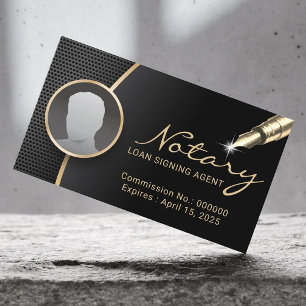 Carte De Visite Agent de signature de notaire professionnel Black