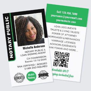 Carte De Visite Agent de signature de prêt de notaire public Photo
