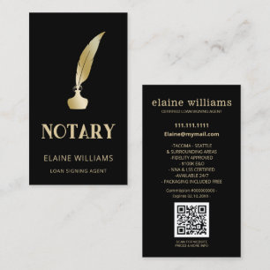 Carte De Visite Agent de signature de prêt notaire Black Gold QR