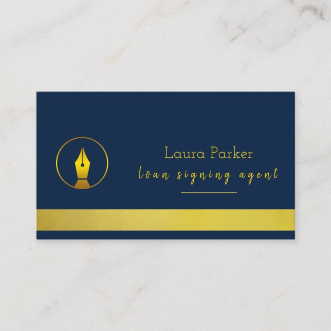 Carte De Visite Agent de signature de prêt notaire Nib Gold (Devant)