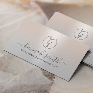 Carte De Visite Agent de signature de prêt notaire Pen Nib Logo Ar