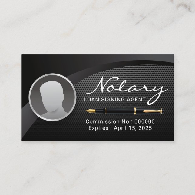 Carte De Visite Agent de signature de prêt notaire Photo en métal  (Devant)