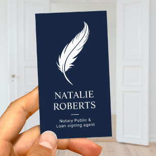 Carte De Visite Agent de signature de prêt notaire Plume Quill Pen