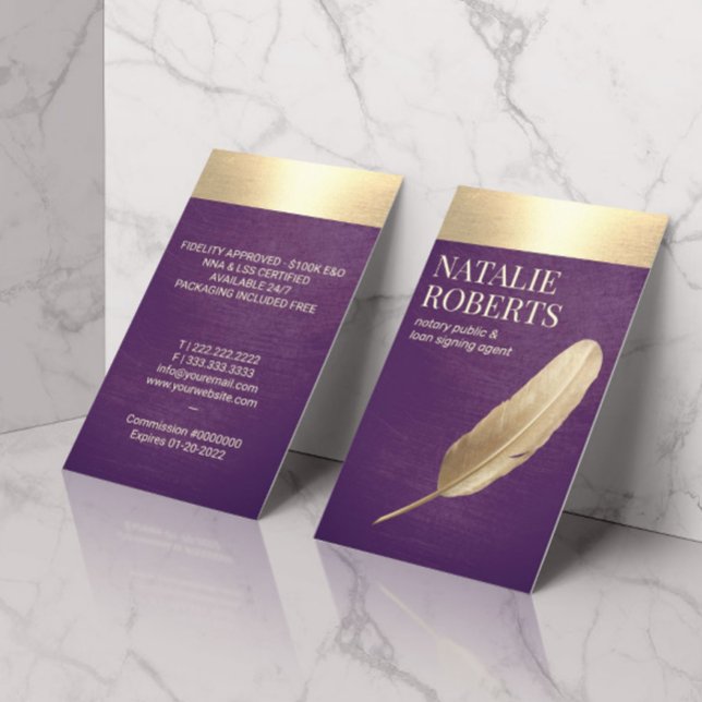Carte De Visite Agent de signature de prêt notaire Purple & Gold Q (Créateur téléchargé)