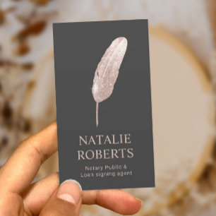 Carte De Visite Agent de signature de prêt notaire Rose Gold Quill