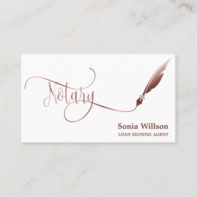 Carte De Visite Agent de signature de prêt notaire Rose moderne Pa (Devant)