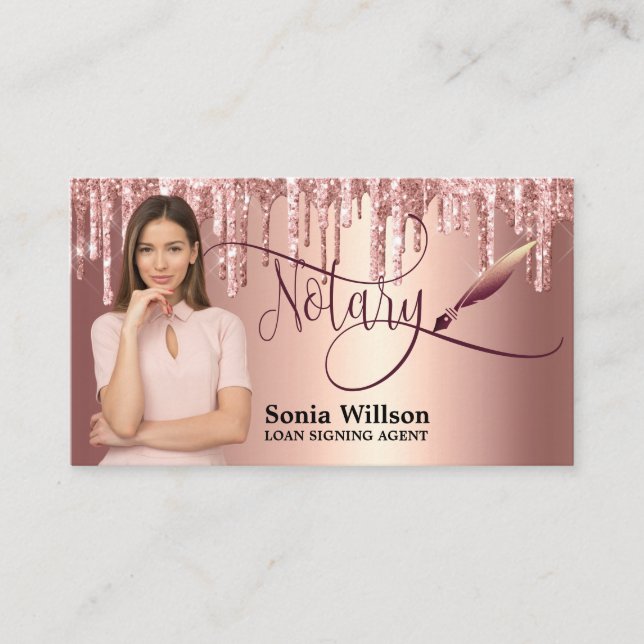 Carte De Visite Agent de signature de prêt notaire Rose moderne Pa (Devant)