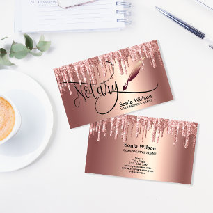 Carte De Visite Agent de signature de prêt notaire Rose moderne Pa