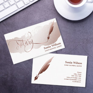 Carte De Visite Agent de signature de prêt notaire Rose moderne Pa