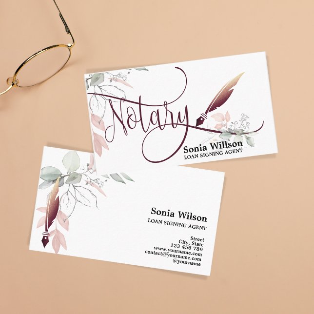 Carte De Visite Agent de signature de prêt notaire Rose moderne Pa (Créateur téléchargé)