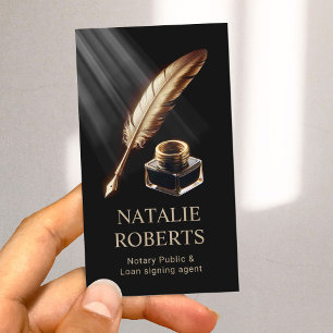 Carte De Visite Agent de signature de prêt notaire Stylo plume or 