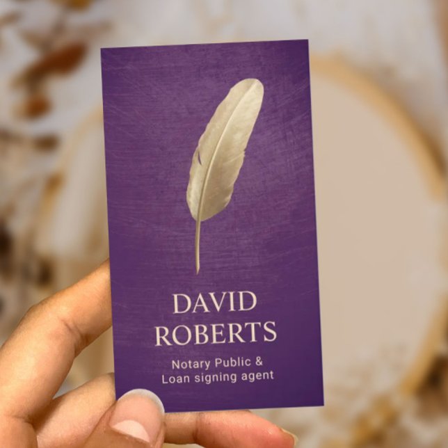 Carte De Visite Agent de signature de prêt notaire Stylo Quill Pur (Créateur téléchargé)
