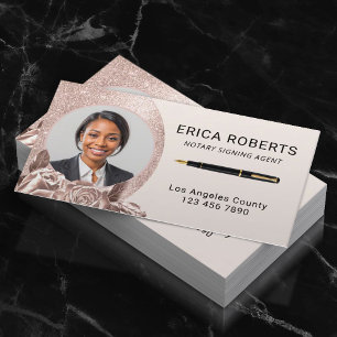 Carte De Visite Agent de signature du notaire Blush Rose Gold Flor