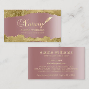 Carte De Visite Agent de signature du prêt notaire Glam rose
