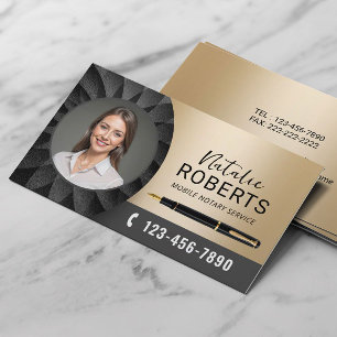 Carte De Visite Agent de signature Noir & Or moderne Photo