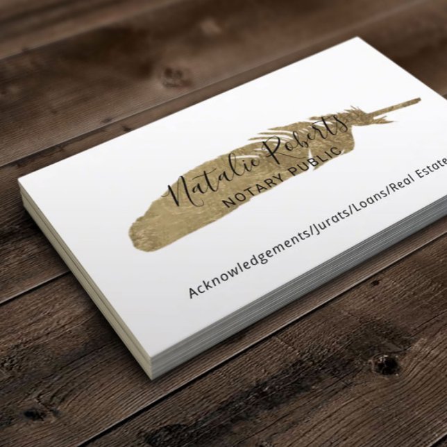 Carte De Visite Agent de signature publique notaire Quill Or minim (Créateur téléchargé)