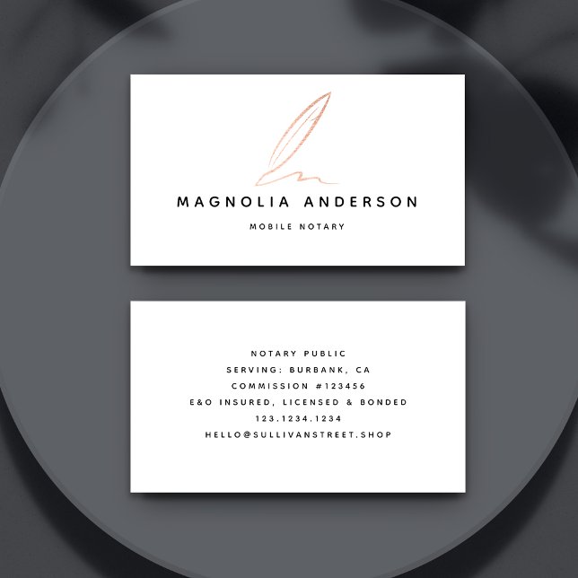 Carte De Visite Agent de signature publique notaire Rose Gold Foil (Créateur téléchargé)