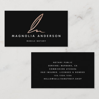 Carte De Visite Agent de signature publique notaire Rose Gold Foil