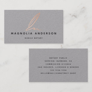 Carte De Visite Agent de signature publique notaire Rose Gold Foil