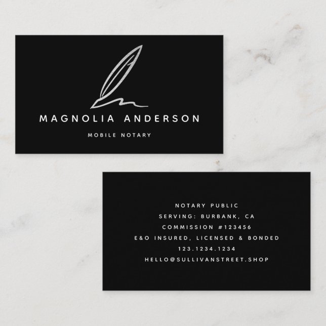 Carte De Visite Agent de signature publique notaire Silver Foil Qu (Devant / Derrière)