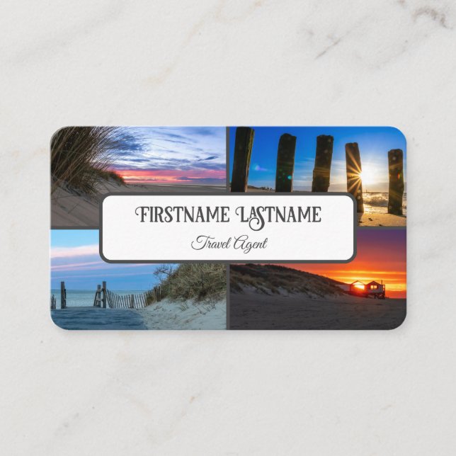 Carte De Visite Agent de voyage coucher soleil océan photos de pla (Devant)
