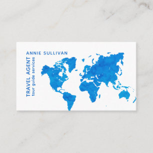 Carte De Visite Agent de voyage de Blue World Map