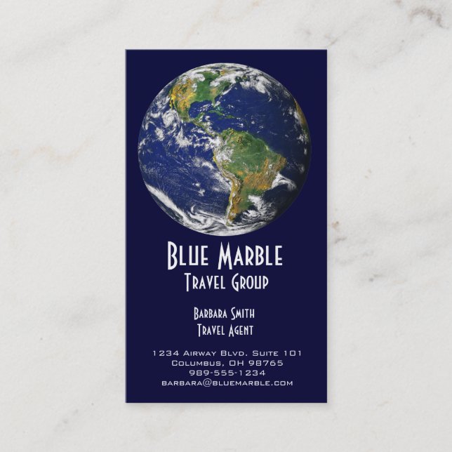 Carte De Visite Agent de voyage et Agency_blue marble_global (Devant)