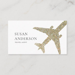 Carte De Visite Agent de voyage Faux Gold Parties scintillant Avio