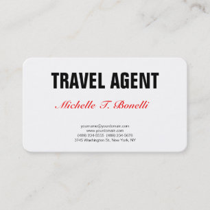 Carte De Visite Agent de voyage simple minimaliste professionnel s