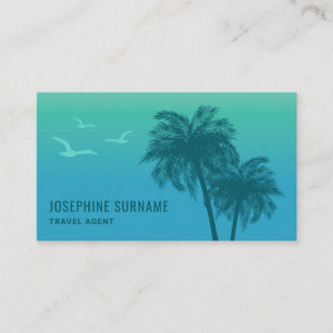 Carte De Visite Agent de voyage tropical arbre palmier dégradé ble