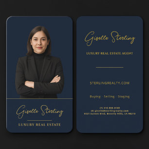 Carte De Visite Agent Immobilier Bleu Nuit Or