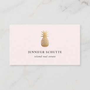 Carte De Visite Agent immobilier Blush Pink Gold Pineappil Island